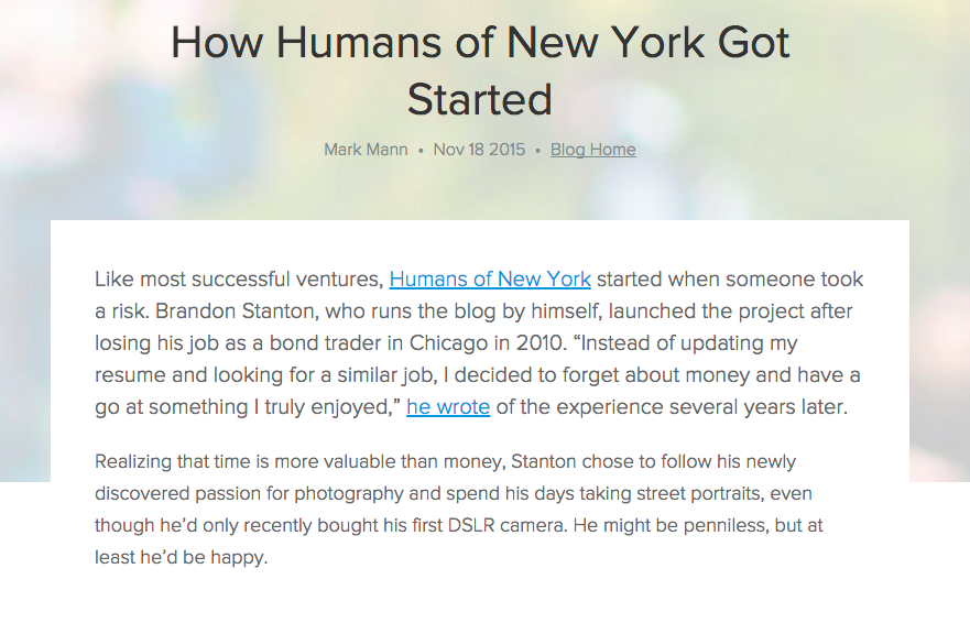How Humans of New York Got Started