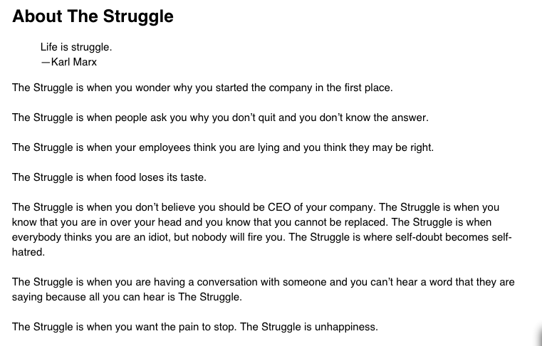 The Struggle - Ben Horowitz