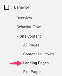 Landing pages report google analytics