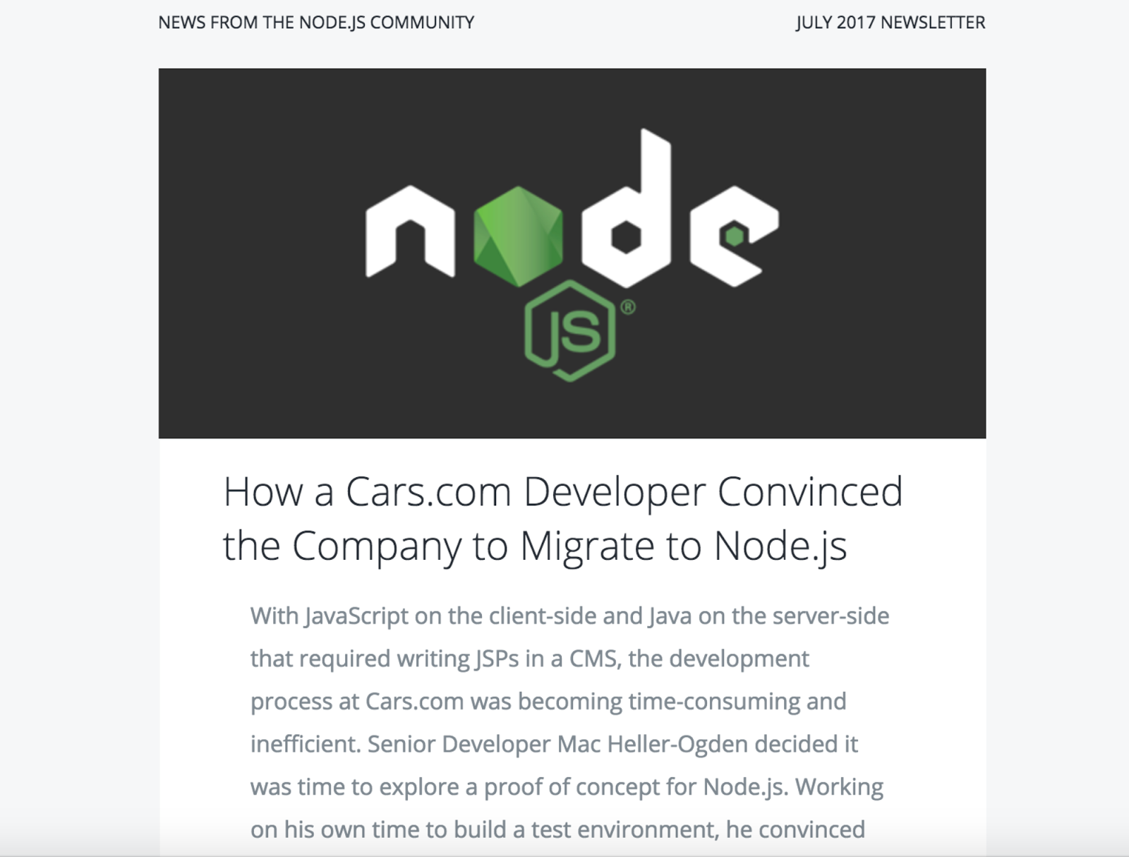 node newsletter