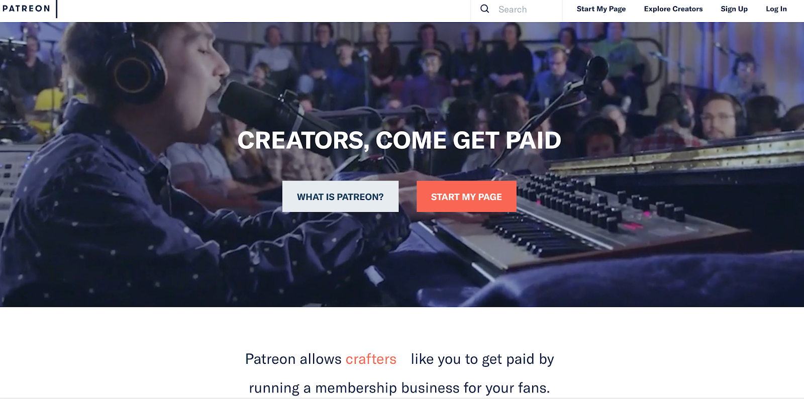 Patreon homepage
