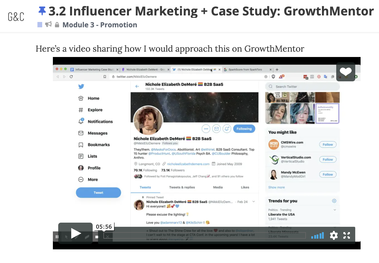 grow and convert content marketing course influencer marketing module