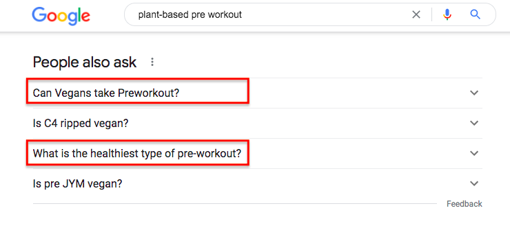 Google People Also Ask: Plant-Based Pre Workout Questions