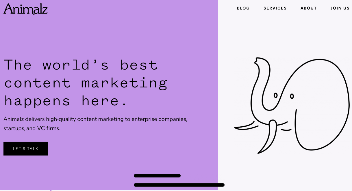 Animalz homepage: The world's best content marketing happens here.