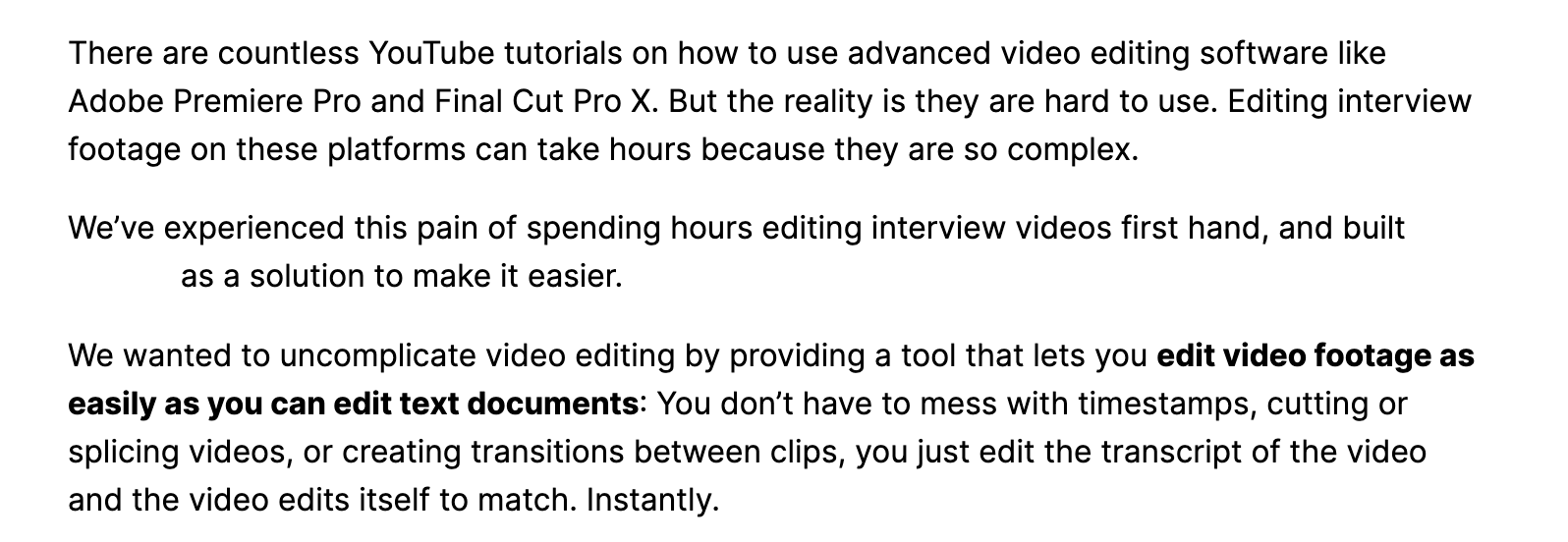 Edit video footage as easily as you can edit text documents example