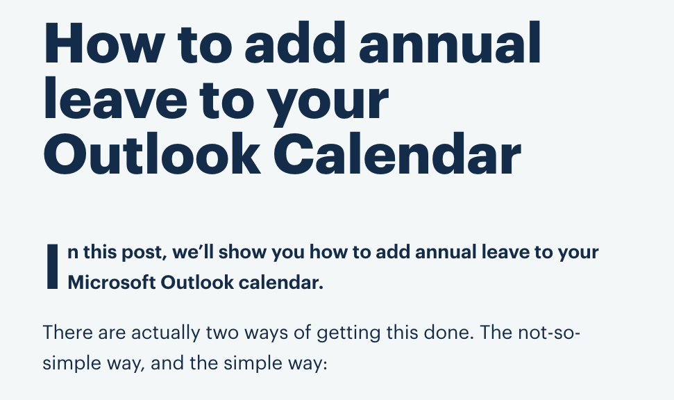 Timetastic: How to add annual leave to your Outlook Calendar