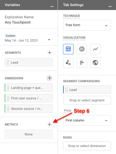 Add the Metrics you want to view in your report.