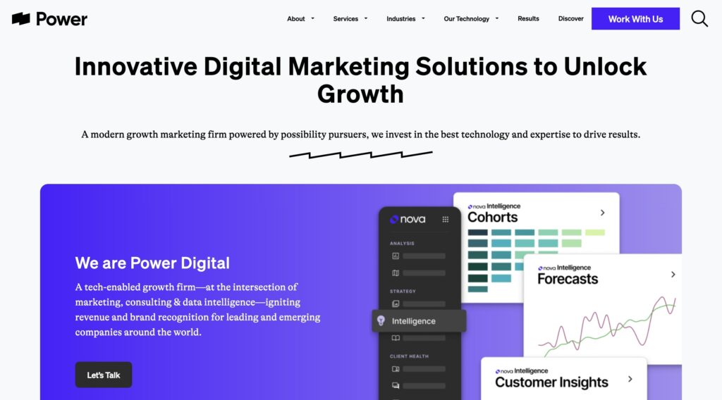 Power Digital homepage: Innovative Digital Marketing Solutions to Unlock Growth