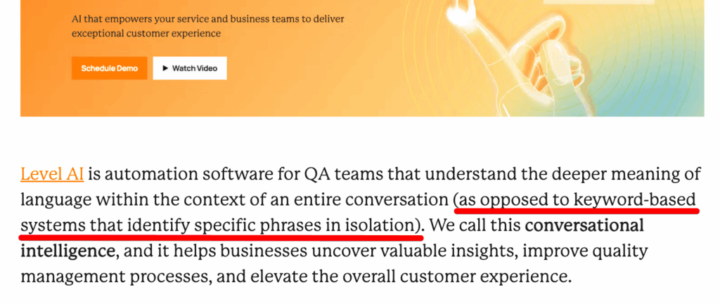 Level AI uses conversational intelligence as opposed to keyword-based systems