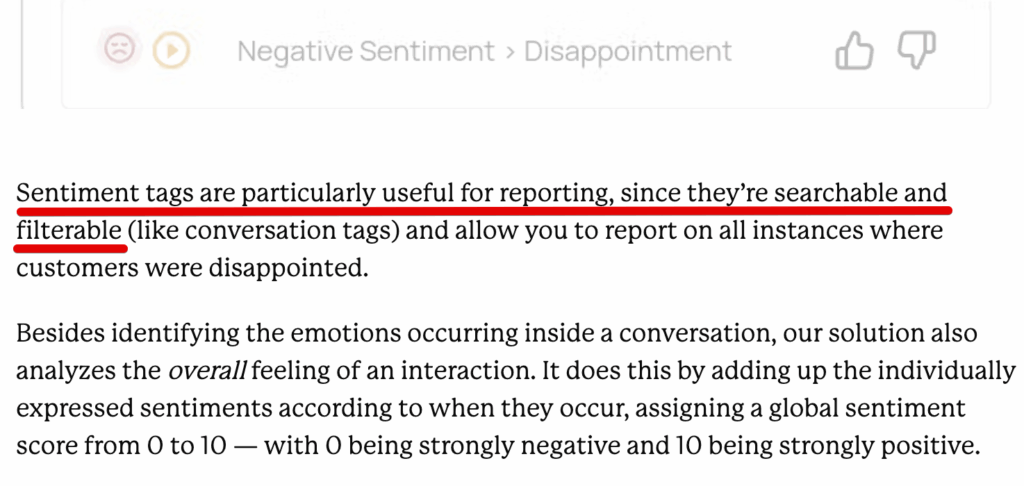 Level AI sentiment tags for reporting
