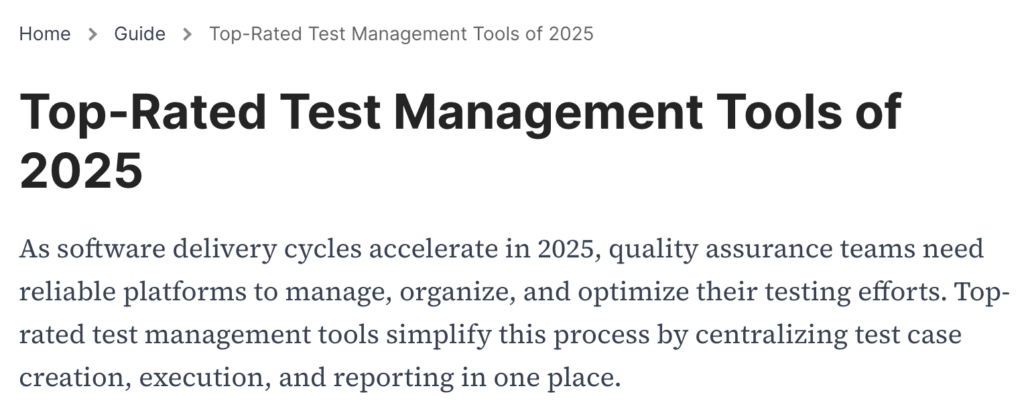 Example of bad writing: Test Management Tools